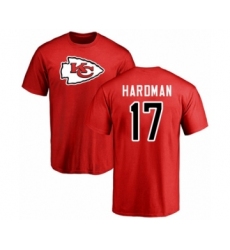 Football Kansas City Chiefs #17 Mecole Hardman Red Name & Number Logo T-Shirt
