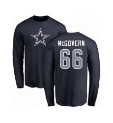 Football Dallas Cowboys #66 Connor McGovern Navy Blue Name & Number Logo Long Sleeve T-Shirt