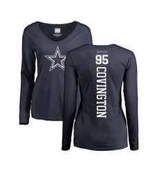 Football Women's Dallas Cowboys #95 Christian Covington Navy Blue Backer Slim Fit Long Sleeve T-Shirt