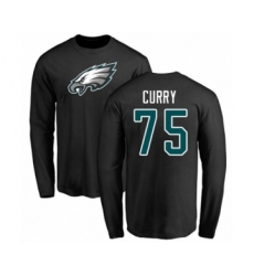 Philadelphia Eagles #75 Vinny Curry Black Name & Number Logo Long Sleeve T-Shirt