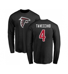 Football Atlanta Falcons #4 Giorgio Tavecchio Black Name & Number Logo Long Sleeve T-Shirt
