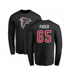 Football Atlanta Falcons #65 Brandon Fusco Black Name & Number Logo Long Sleeve T-Shirt