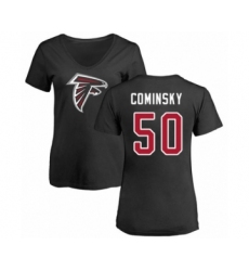 Football Women's Atlanta Falcons #50 John Cominsky Black Name & Number Logo T-Shirt