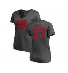 Football Women's New York Giants #37 Julian Love Ash One Color T-Shirt
