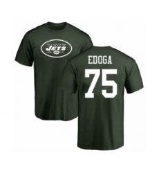 Football New York Jets #75 Chuma Edoga Green Name & Number Logo T-Shirt
