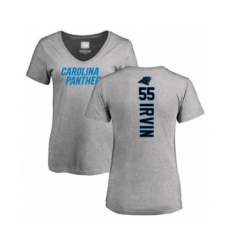 Football Women's Carolina Panthers #55 Bruce Irvin Ash Backer V-Neck T-Shirt