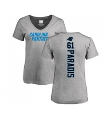 Football Women's Carolina Panthers #61 Matt Paradis Ash Backer V-Neck T-Shirt