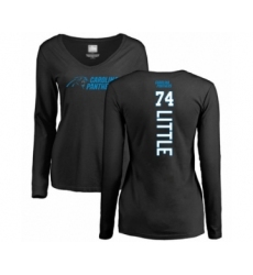 Football Women's Carolina Panthers #74 Greg Little Black Backer Slim Fit Long Sleeve T-Shirt