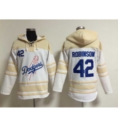 Men's Los Angeles Dodgers #42 Jackie Robinson Home White Hoodie