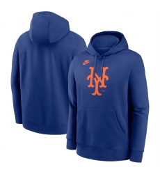 Men's New York Mets Royal Cooperstown Collection Logo Club Pullover Hoodie
