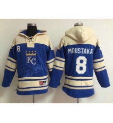 Men's Kansas City Royals #8 Mike Moustakas Blue Hoodie