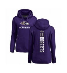 Football Women's Baltimore Ravens #11 Seth Roberts Purple Backer Pullover Hoodie