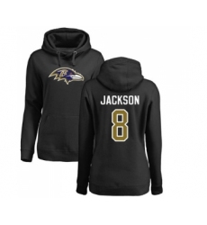 Football Women's Baltimore Ravens #8 Lamar Jackson Black Name & Number Logo Pullover Hoodie