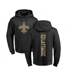 Football New Orleans Saints #23 Marshon Lattimore Black Backer Pullover Hoodie