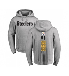 Football Pittsburgh Steelers #91 Kevin Greene Ash Backer Pullover Hoodie