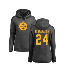 Football Women's Pittsburgh Steelers #24 Coty Sensabaugh Ash One Color Pullover Hoodie