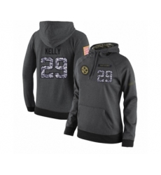 Football Women's Pittsburgh Steelers #29 Kam Kelly Stitched Black Anthracite Salute to Service Player Performance Hoodie