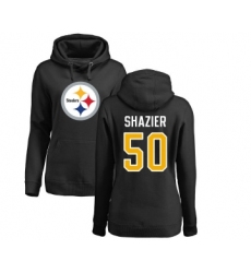 Football Women's Pittsburgh Steelers #50 Ryan Shazier Black Name & Number Logo Pullover Hoodie