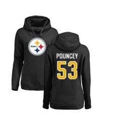 Football Women's Pittsburgh Steelers #53 Maurkice Pouncey Black Name & Number Logo Pullover Hoodie