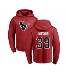 Football Houston Texans #39 Tashaun Gipson Red Name & Number Logo Pullover Hoodie