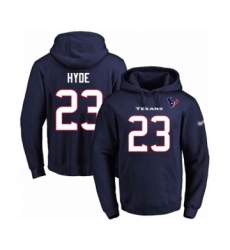 Football Men's Houston Texans #23 Carlos Hyde Navy Blue Name & Number Pullover Hoodie