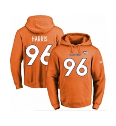 Football Men's Denver Broncos #96 Shelby Harris Orange Name & Number Pullover Hoodie