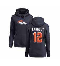 Football Women's Denver Broncos #12 Brendan Langley Navy Blue Name & Number Logo Pullover Hoodie