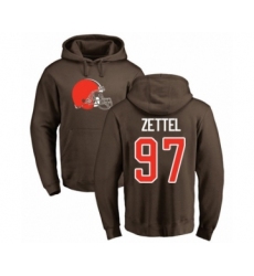 Football Cleveland Browns #97 Anthony Zettel Brown Name & Number Logo Pullover Hoodie