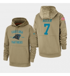 Men's Carolina Panthers #7 Kyle Allen 2019 Salute to Service Sideline Therma Pullover Hoodie - Tan