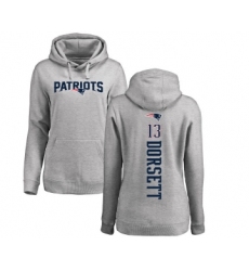 Football Women's New England Patriots #13 Phillip Dorsett Ash Backer Pullover Hoodie