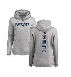 Football Women's New England Patriots #28 James White Ash Backer Pullover Hoodie