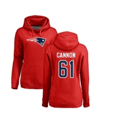 Football Women's New England Patriots #61 Marcus Cannon Red Name & Number Logo Pullover Hoodie