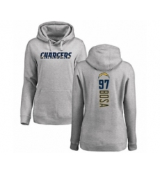 Football Women's Los Angeles Chargers #97 Joey Bosa Ash Backer Pullover Hoodie