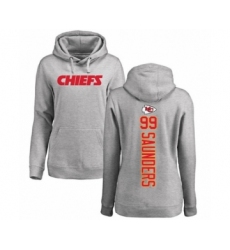Football Women's Kansas City Chiefs #99 Khalen Saunders Ash Backer Pullover Hoodie
