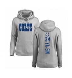 Football Women's Indianapolis Colts #34 Rock Ya-Sin Ash Backer Pullover Hoodie