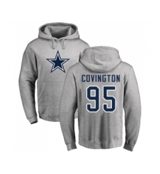 Football Dallas Cowboys #95 Christian Covington Ash Name & Number Logo Pullover Hoodie