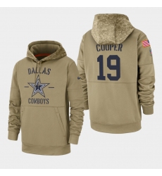 Men's Dallas Cowboys #19 Amari Cooper 2019 Salute to Service Sideline Therma Pullover Hoodie - Tan