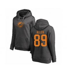 Football Women's Miami Dolphins #89 Dwayne Allen Ash One Color Pullover Hoodie