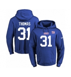 Football Men's New York Giants #31 Michael Thomas Royal Blue Name & Number Pullover Hoodie