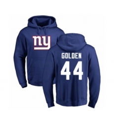 Football New York Giants #44 Markus Golden Royal Blue Name & Number Logo Pullover Hoodie