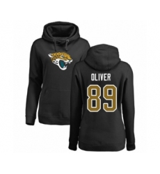 Football Women's Jacksonville Jaguars #89 Josh Oliver Black Name & Number Logo Pullover Hoodie