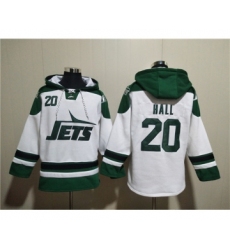 Men's New York Jets #20 Breece Hall White Ageless Must-Have Lace-Up Pullover Hoodie