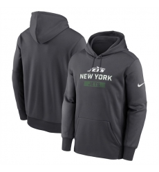 Men's New York Jets Anthracite Toss Sweep Performance Pullover Hoodie
