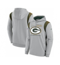 Men's Green Bay Packers 2021 Gray Sideline Logo Performance Pullover Hoodie