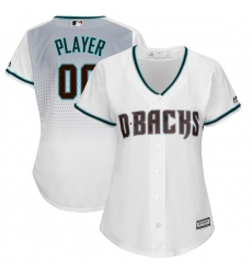Women's Arizona Diamondbacks Majestic White/Aqua Alternate Cool Base Custom Jersey