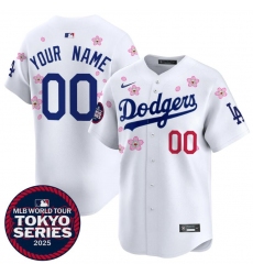 Men's Los Angeles Dodgers Active Player Custom White 2025 Tokyo Series Limited Stitched Baseball Jersey