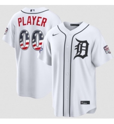 Men's Detroit Tigers ACTIVE PLAYER Custom White 2026 All-Star Edition Stars & Stripes & USA 250 Fourth of July Home Stadium Stitched Baseball Jersey