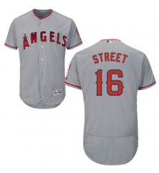 Men's Majestic Los Angeles Angels of Anaheim #16 Huston Street Grey Road Flex Base Authentic Collection MLB Jersey