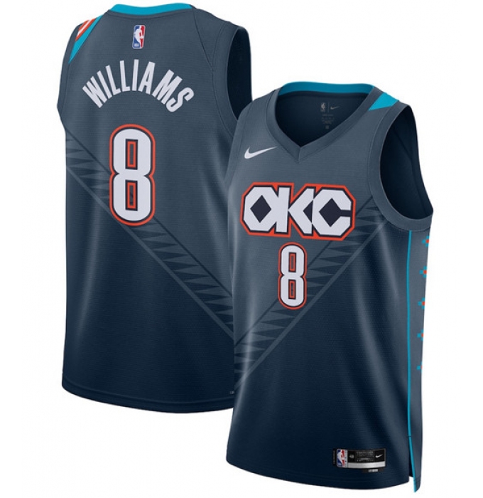 Men's Oklahoma City Thunder #8 Jalen Williams Navy 2025-26 City Edition Swingman Stitched Basketball Jersey