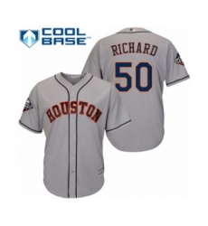 Youth Houston Astros #50 J.R. Richard Authentic Grey Road Cool Base 2019 World Series Bound Baseball Jersey